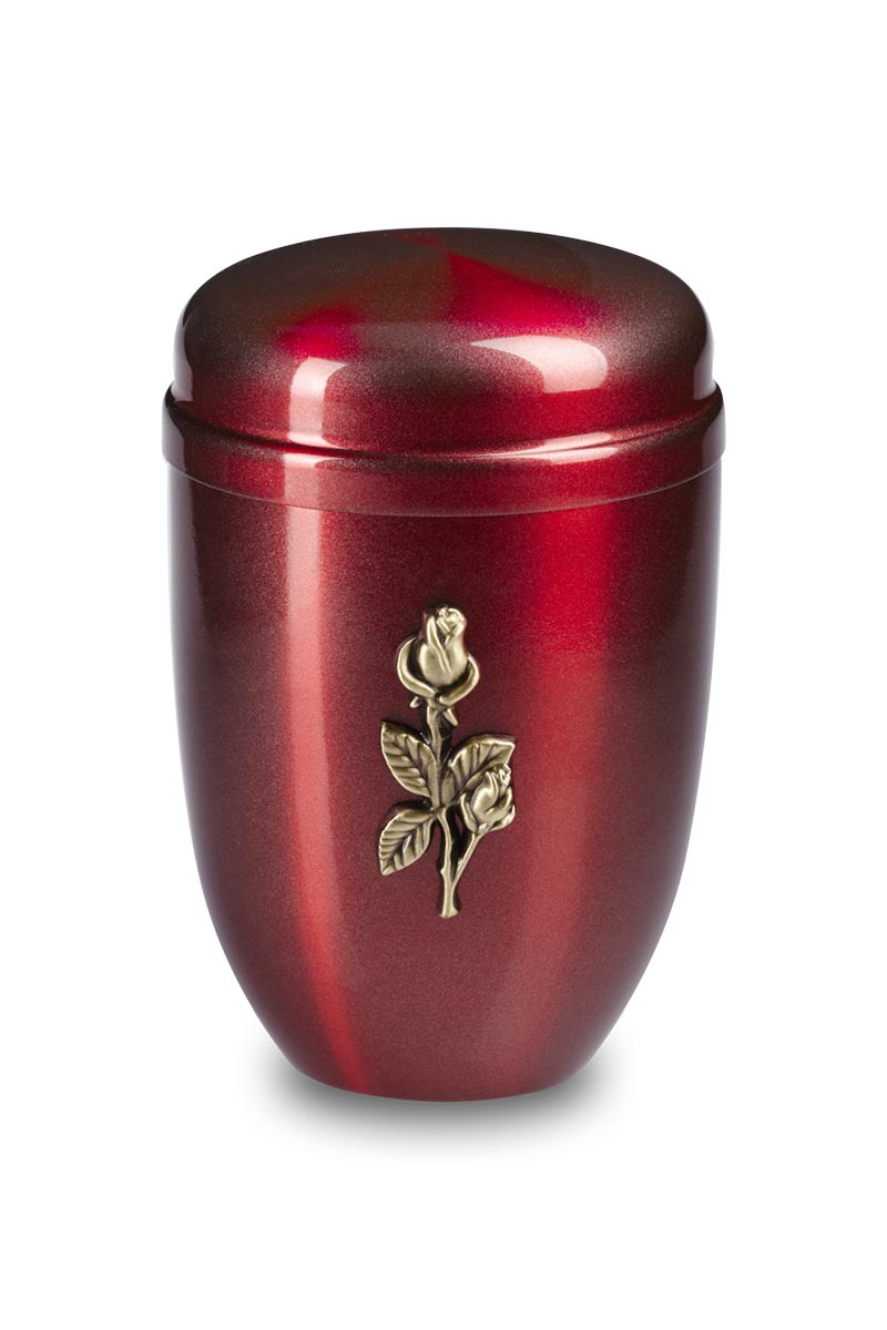 urne cinéraire métal résille rouge proposé par les pompes funèbres loic