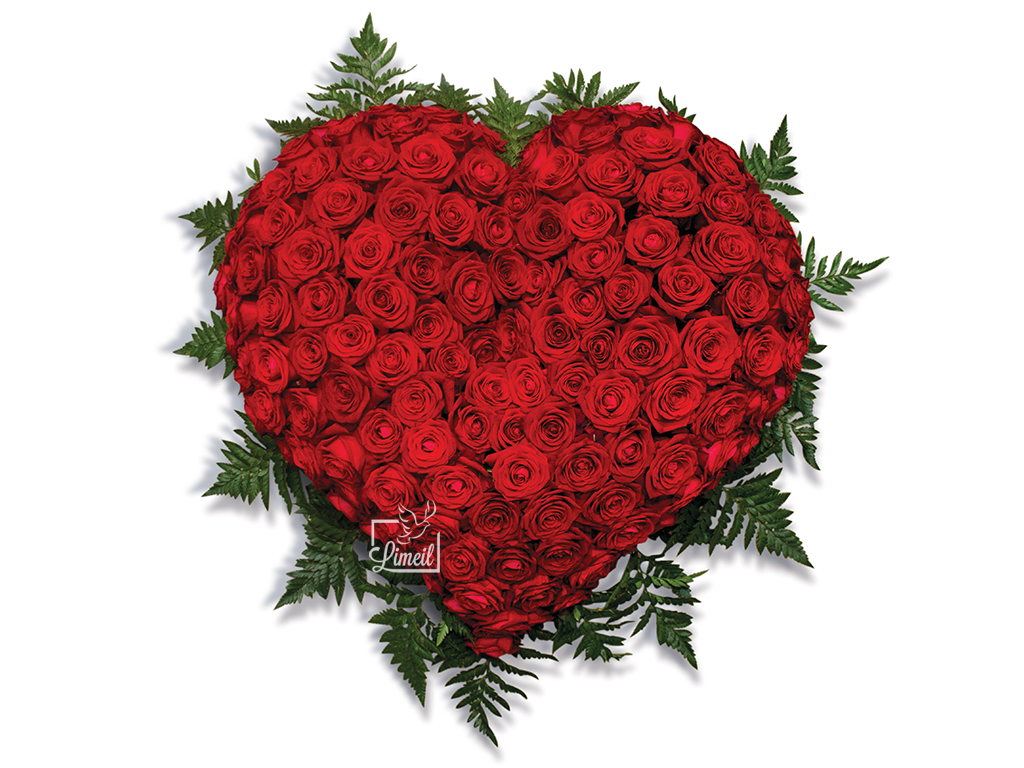 Pompes Funèbres LOIC - Coeur en roses rouge