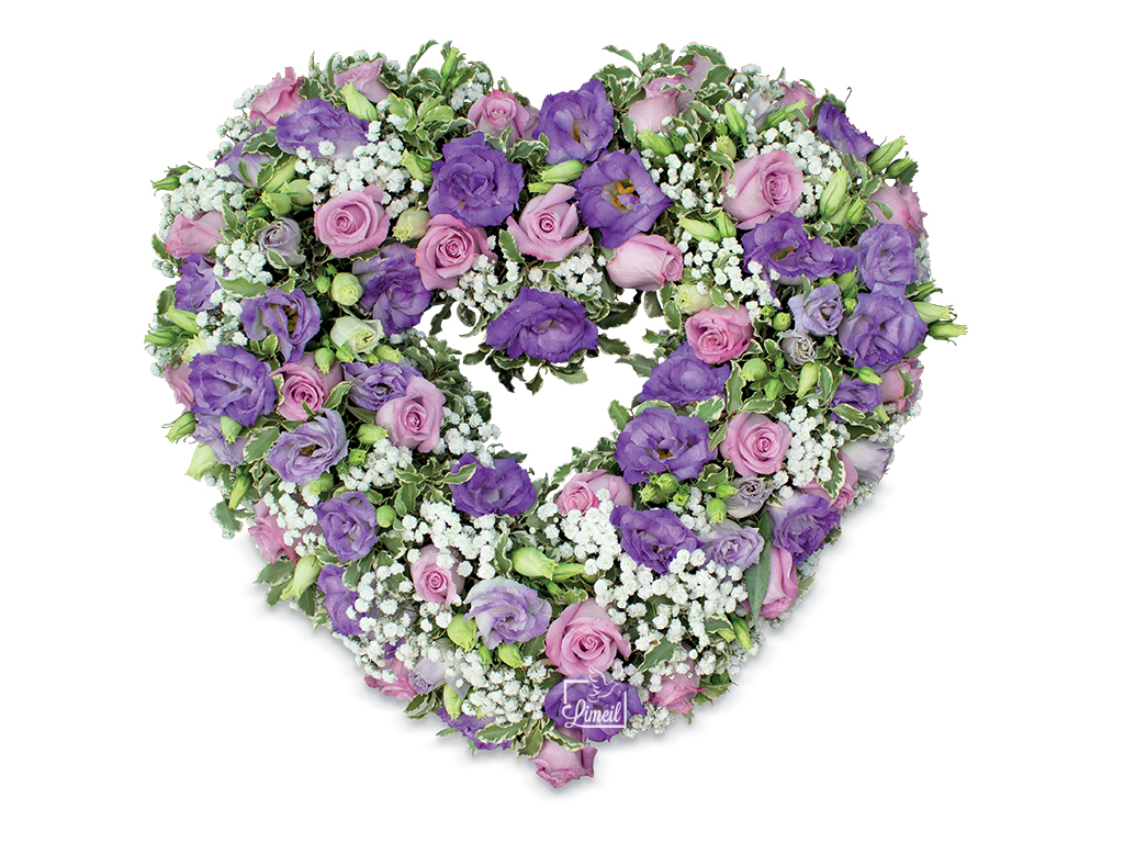 Pompes Funèbres - Coeur violet blanc