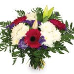 Pompes Funèbres Bouquet rond 06 de fleurs pour obsèques hommage