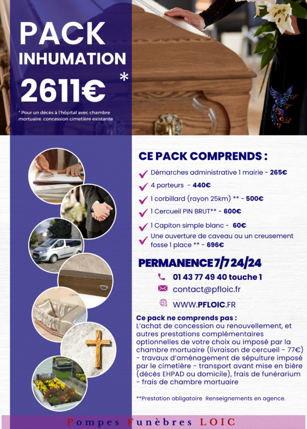 Pack Yatou inhumation affiche proposée et créé par les Pompes funèbres LOIC