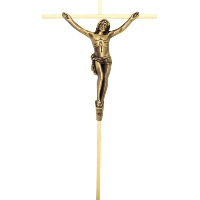 Croix avec christ vieux bronze proposé par les pompes funèbres loic