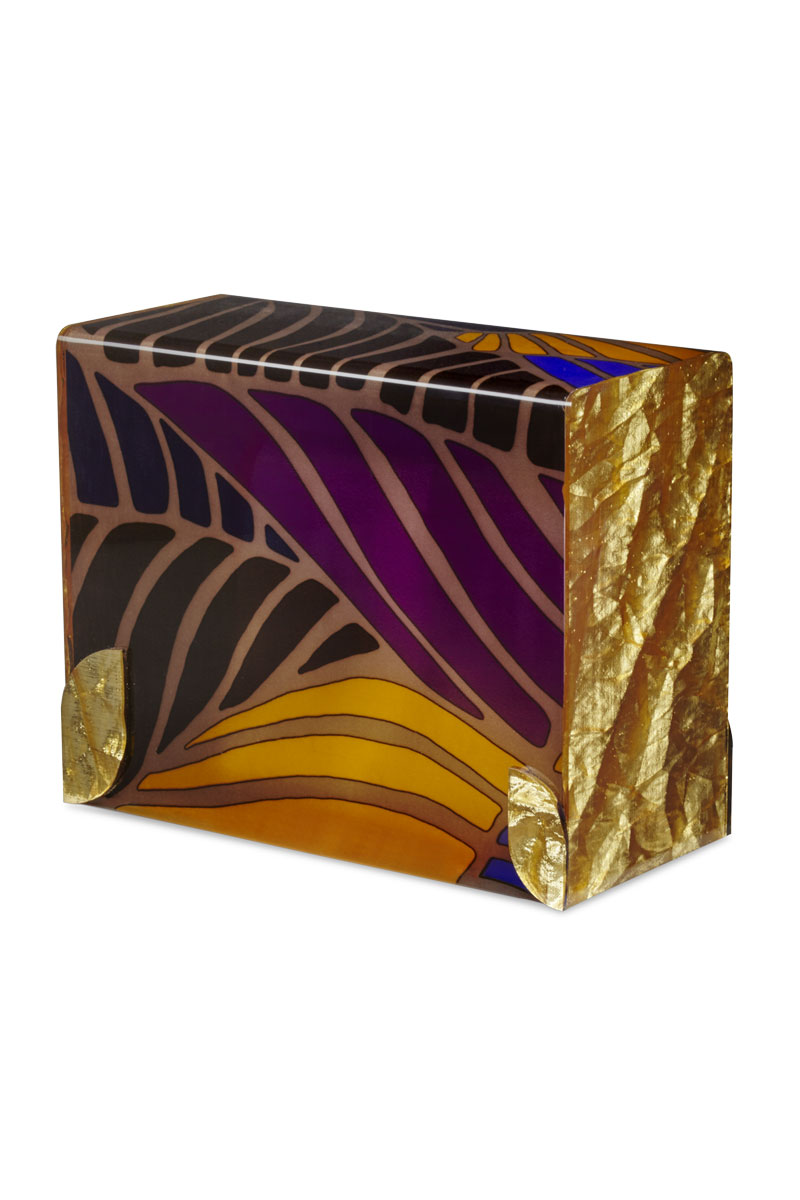 Urne cinéraire plexiglas arborella pour obsèques de couleur or